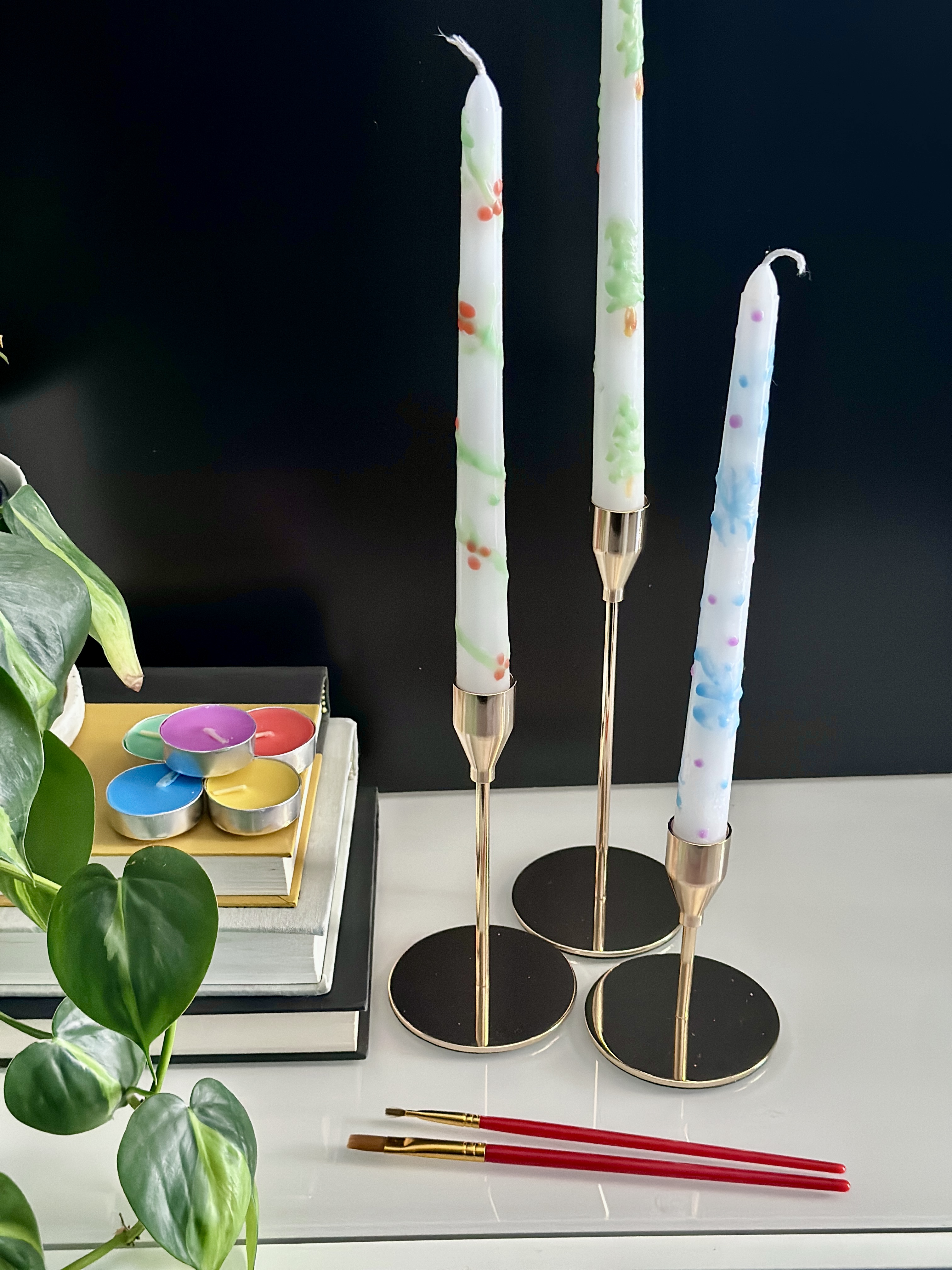 Painted Taper Candles